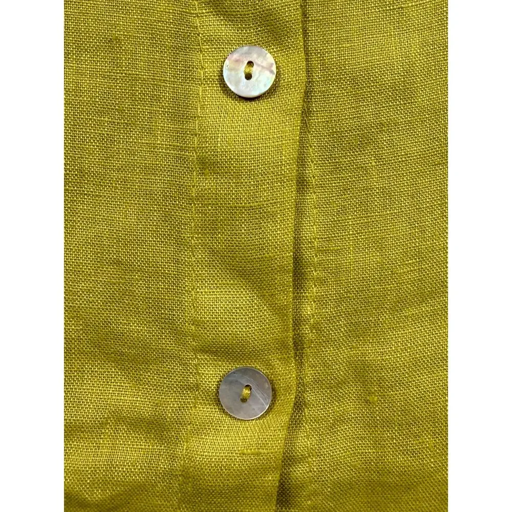 Terzo Millennio Italian Linen Top Green Yellow Tunic Size Large - Picture 5 of 9
